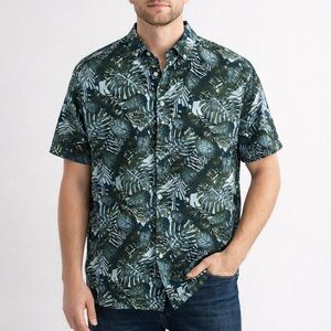 Molokai Surf Co Hawaiian Rayon Shirt Men XL Tropical Beach Resort Button Up